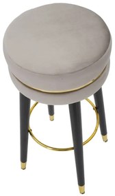 Scaun de bar gri/auriu din catifea si lemn de Pin, Paris Mauro Ferretti