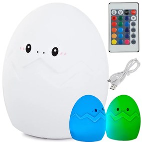 Lampa de noapte din silicon LED pentru copii EGG 12,5 cm alb