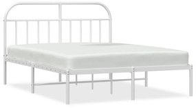 353689 vidaXL Cadru de pat metalic cu tăblie, alb, 183x213 cm