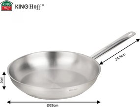 Tigaie Kinghoff KH 2020, 28 cm, Otel inoxidabil - 21CT, Uz casnic si profesional, Cuptor pana la 240°C, Toate plitele inclusiv inductie, Argintiu
