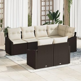 vidaXL Set de canapele pentru grădină 7 pcs Maro Rattan poli