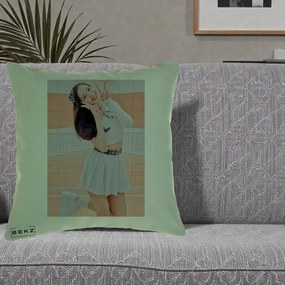 Perna Personalizata K-pop BLACKPINK Nayeon/Jisoo Tenis Alb, 40x40 cm, Verde, Husa Detasabila, Perna Inclusa, BEKZ®