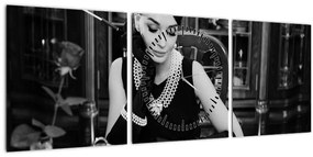 Tablou cu femeie (cu ceas) (90x30 cm)