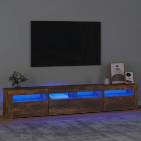 Comoda TV cu lumini LED, stejar fumuriu, 210x35x40 cm
