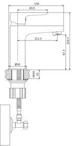 Baterie de lavoar BATH DELUXE 28-005-04-02-04 NAESBY 15,9 cm negru mat
