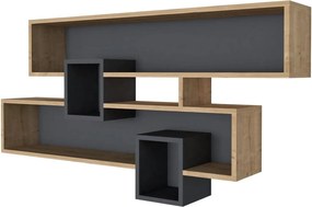 Raft KAREN, gri antracit/stejar, PAL melaminat, 120x22x72 cm