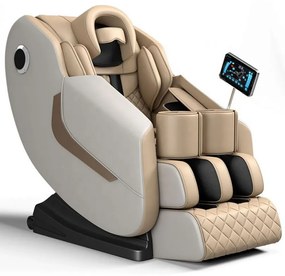 Fotoliu de Masaj GAIUS ULTRA PREMIUM – Tehnologie, Relaxare și Eleganță - AI Voice, Incalzire, Zero Gravity, difuzoare Bluetooth, Bej