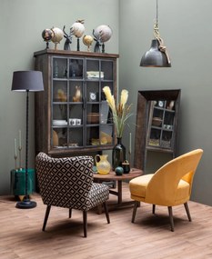 Vitrina din lemn de mango, metal si sticla, aspect vintage, Durbuy