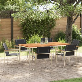 vidaXL Set de masă pentru grădină 7 pcs Lemn Solid de Acacia