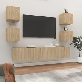vidaXL Set dulap TV, 6 piese, stejar sonoma, lemn prelucrat