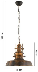 Lustră pe lanț 1xE27/40W/230V bronz