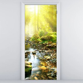 Fototapet pentru ușă - Râu în pădurea verde (95x205cm)