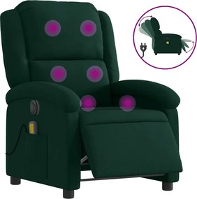 vidaXL Fotoliu electric de masaj rabatabil, verde închis, catifea
