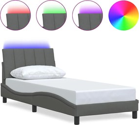 vidaXL Cadru de pat fără saltea, Hanko, gri închis, 90x190 cm, textil