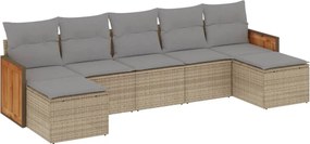 vidaXL Set canapele de grădină, 7 piese, cu perne, bej, poliratan