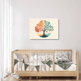 Tablou pe sticlă – Arbore dual cu fluture (70x50 cm)