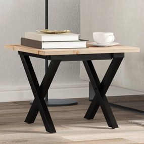 vidaXL Masă de cafea, cadru X, 40x40x35 cm, lemn masiv pin și Oţel