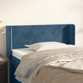3118522 vidaXL Tăblie pat cu aripioare albastru închis 83x16x78/88 cm catifea