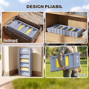 PawHut Scară Pliabilă pentru Câini, pentru Mașină și Paturi, 10 Trepte Antiderapante, Capacitate 68kg, Gri | Aosom Romania