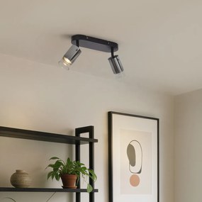 Spot modern de tavan Gunmetal cu 2 lumini rotativ și reglabil - Drain