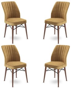 Set 4 scaune haaus Flex, Cappuccino/Maro, textil, picioare metalice