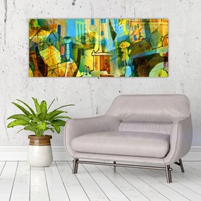 Tablou - Arhitectură, abstractizare cubistă (120x50 cm)