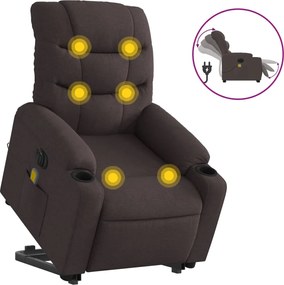 vidaXL Fotoliu electric masaj rabatabil cu ridicare maro închis textil