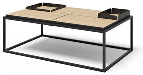 Măsuță de cafea negru-natural cu blat cu aspect de lemn de stejar 75x120 cm Douro – TemaHome