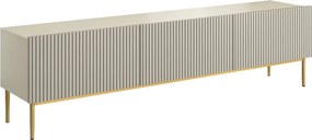 Comodă TV Nicole 200 cm, cu picioare metalice și sertar – cashmir / auriu