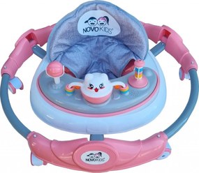 Premergator reglabil in 6 trepte de inaltime NOVOKIDS™ Little Kitty, Cu melodii, Pliabil, Max 20 kg, Roti silentioase, Model Pisicuta, Roz