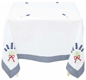 FATA DE MASA 140X140 CM, 100% BUMBAC, ALB/ALBASTRU