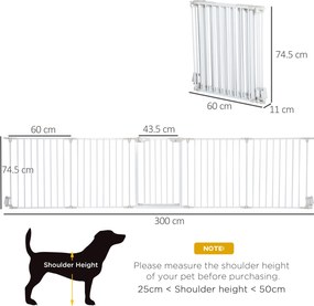PawHut Gard Pliabil și Modular pentru Câini cu 3 Panouri Alb | Aosom Romania