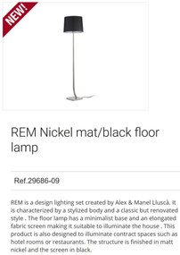 Lampadar / Lampa de podea eleganta design clasic REM nickel/negru