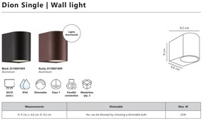 Aplica de Perete Exterior, Protectie IP44, Dion Single Rusty
