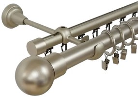 Galerie dubla kula , teava neteda si profil,grosime 25 si 19mm, crom mat (Alege marime: 360 cm)