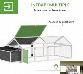 PawHut Coteț din Lemn pentru Găini cu Cuib și Acoperiș Rabatabil, pentru 4-8 Păsări | Aosom Romania