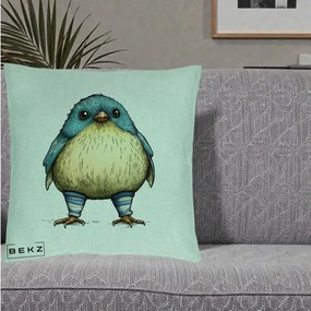 Perna Decorativa Pasare Albastra cu Sosete Albastre, 40x40 cm, Verde Menta, Husa Detasabila, Perna Inclusa, BEKZ®