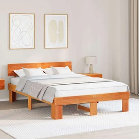 vidaXL Cadru de pat Maro ceruit 140 x 200 cm Lemn de brad solid