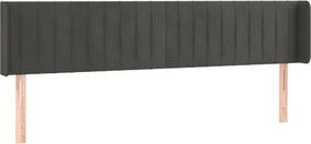 vidaXL Tăblie de pat cu aripioare gri închis 203x16x78/88 cm catifea