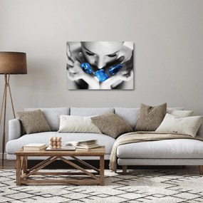 Tablou pe sticlă cu portretul femeii cu pietre (70x50 cm)