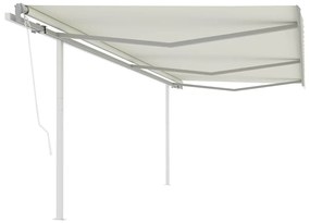 vidaXL Copertină retractabilă automat, cu stâlpi, crem, 6x3 m