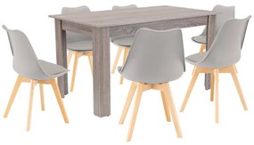Set de masă Zara 6+1 gri-stejar York
