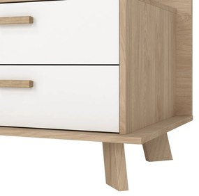 Comodă TV albă-în culoare naturală cu aspect de lemn de stejar 182x62x51 cm Ikast – Tvilum