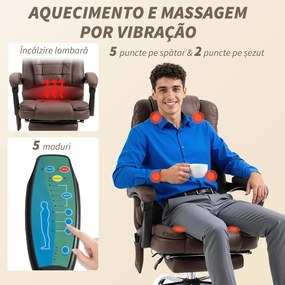 Vinsetto Scaun Birou Masaj – inclinabil, incalzire &amp; 6 Vibratii | Aosom Romania