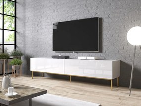 Masă TV/ Dulap 200 cu cadru metalic Kody (Alb + Alb lucios + Auriu). 1070579