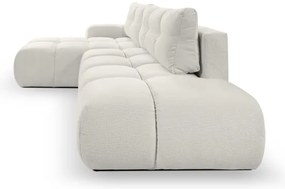 Colțar extensibil tapițat ALMADA, tip L, orientare stânga, cu spațiu de depozitare, bej