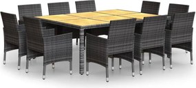 vidaXL Set mobilier de grădină, 11 piese, gri, poliratan