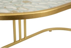 Măsuță de cafea albă-aurie cu blat din sticlă 50x90 cm Antalia – Mauro Ferretti