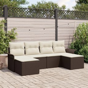 vidaXL Set de canapele pentru grădină cu pernă 6 pcs Maro Rattan poli