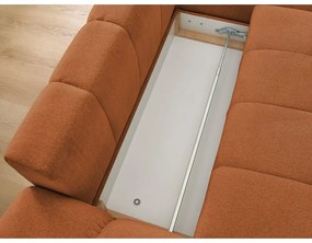 Colțar teracotă extensibil/cu spațiu de depozitare cu tapițerie din chenille (cu colț pe partea dreaptă/cu șezlong) Everest – Bobochic Paris